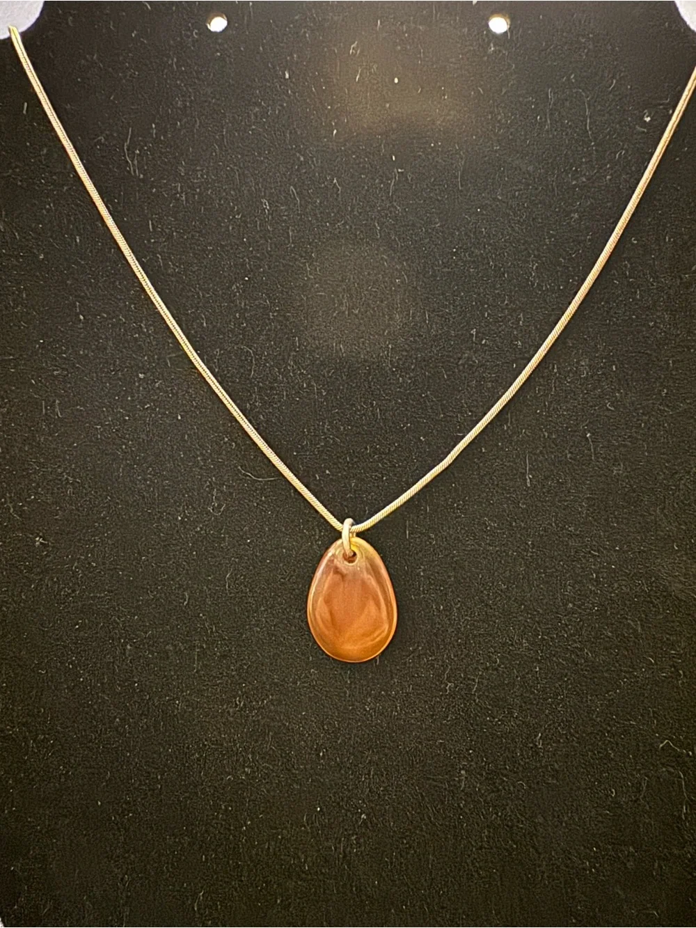 Genuine Amber Teardrop Pendant on Italian Sterling Silver Snake Chain